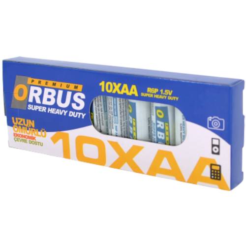 Батарейки ORBUS Zinc Carbon 1.5V AA/LR06 (ORBZnC/LR06-10S) Електрохімічна система цинк-карбон (сольова)