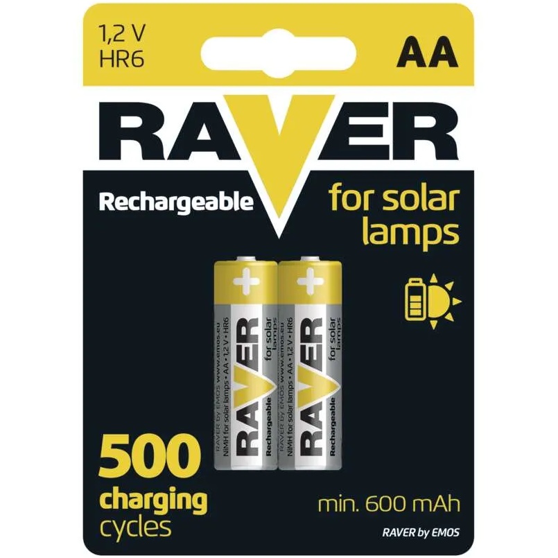 Аккумуляторы EMOS RAVER AA 600 mAh 2 шт. (B7426) Электрохимическая система никель-металлогидридная (NiMH)