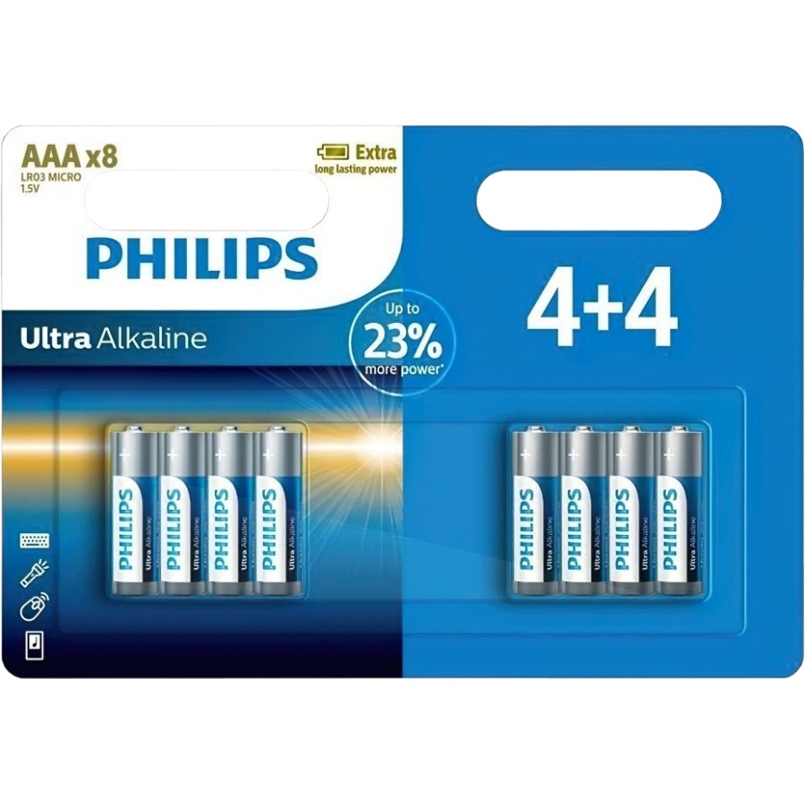 Батарейки PHILIPS Ultra Alkaline AAA/LR03 8 шт (LR03E8B/10)