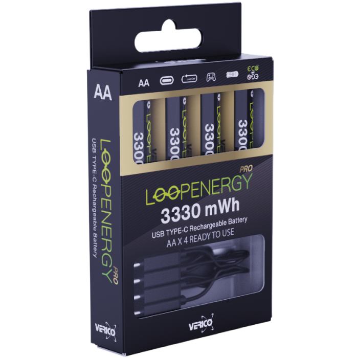 Аккумуляторы VERICO Loop Energy PRO AA 3330 mWh 1.5V 4 шт (1UDBT-A6WEAC-NN)