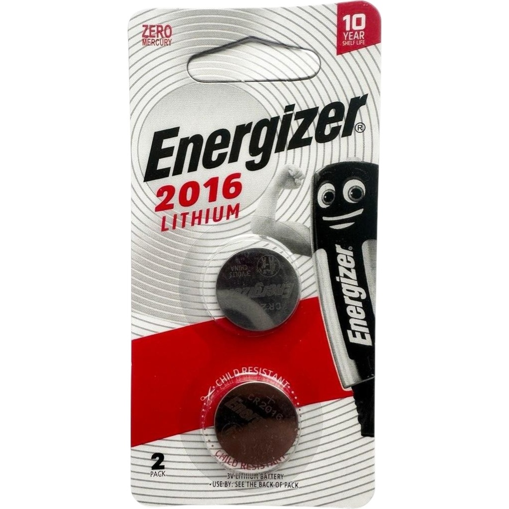 Батарейки ENERGIZER CR2016 Lithium 2 шт (E301021904) Дополнительно не содержит ртуть; защита от детей