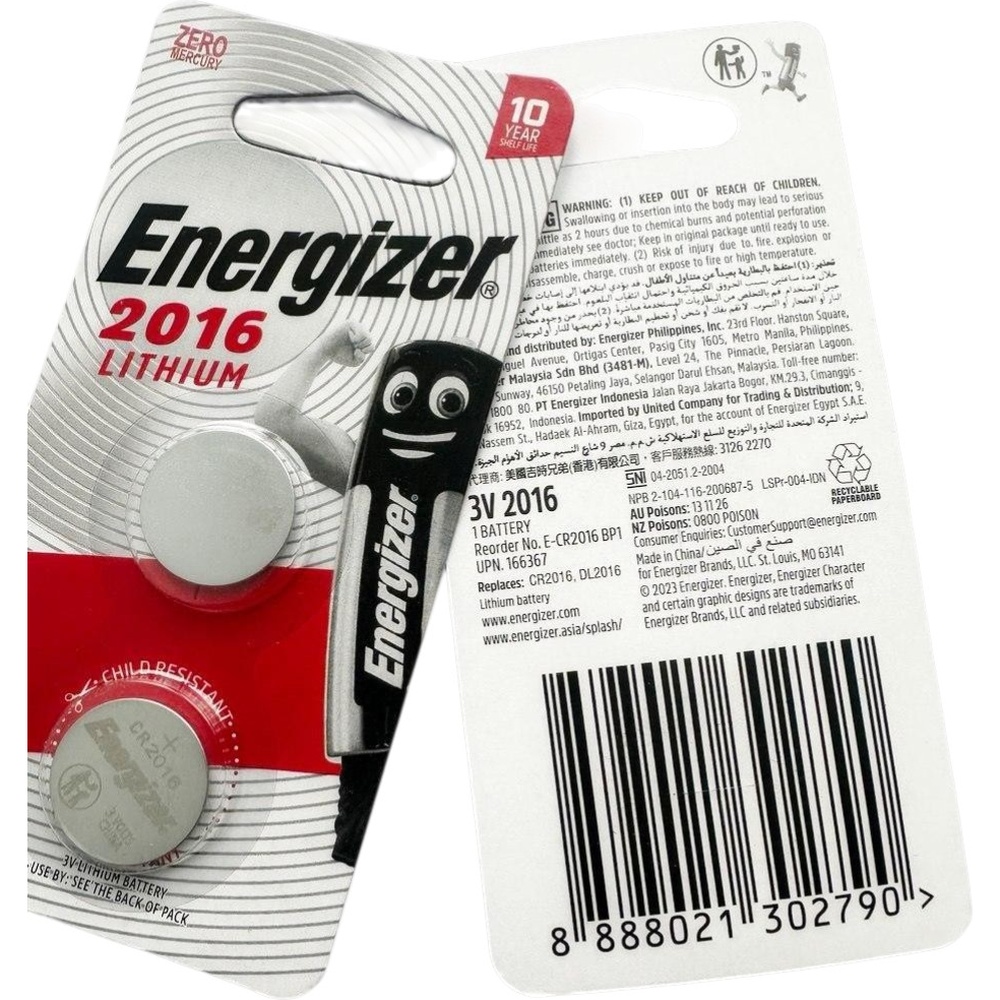 Батарейки ENERGIZER CR2016 Lithium 2 шт (E301021904) Электрохимическая система литиевая (C)