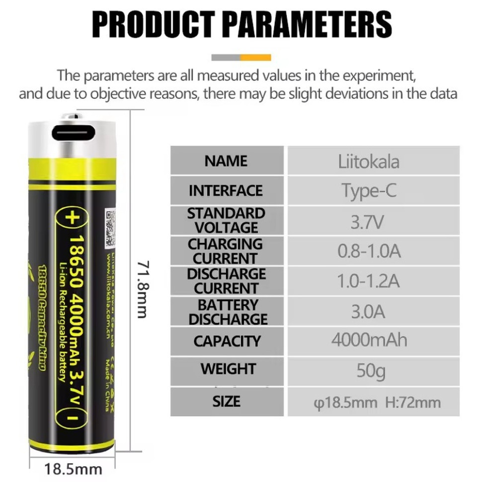 Внешний вид Аккумулятор LIITOKALA USB-King4000 18650 4000 mAh с USB 1 шт