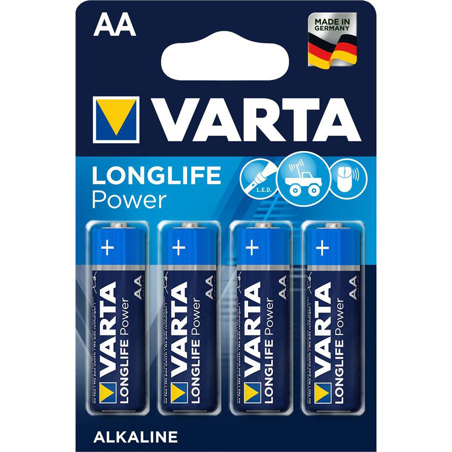 Батарейки VARTA LONGLIFE Power AA [BLI 4 ALKALINE]