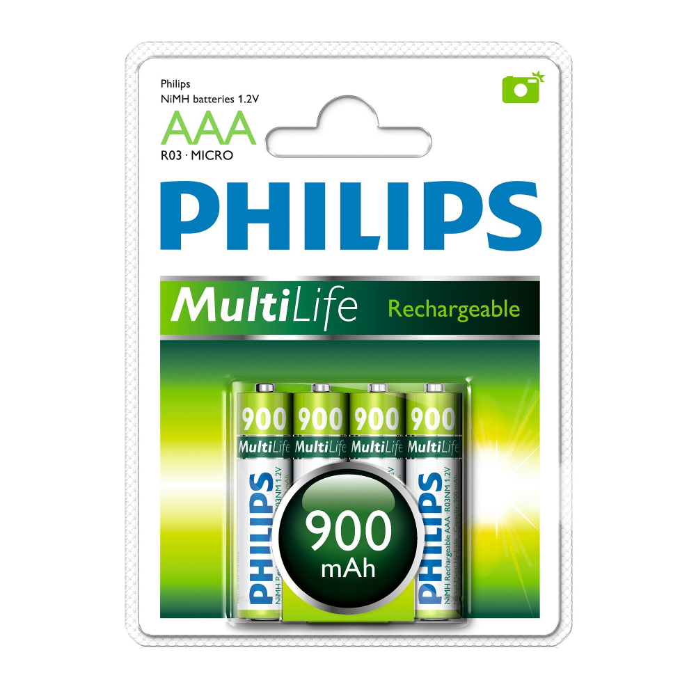 Аккумулятор PHILIPS MultiLife Ni-MH R03 (900mAh) 4шт.