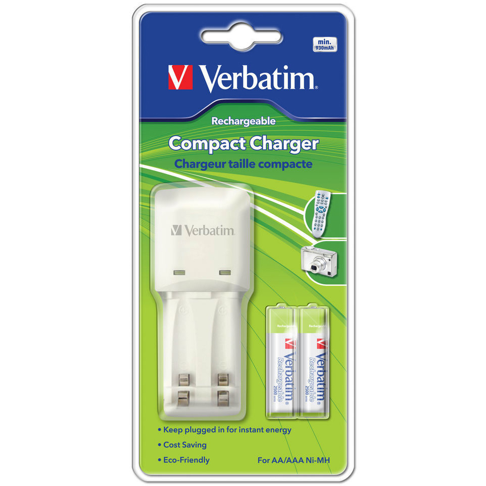 Зарядное устройство VERBATIM Compact Charger + 2AAA 1000mAh (49944)