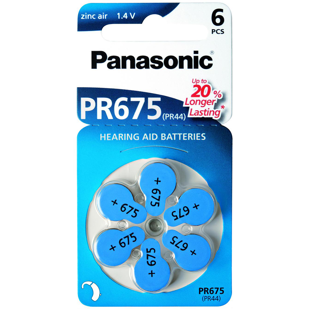 Батарейки для слуховых аппаратов PANASONIC Zinc Air (PR-675H/6LB)