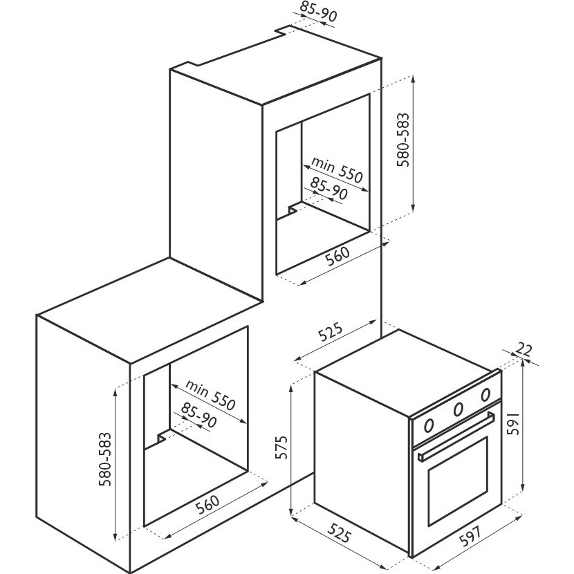 Духова шафа ARDESIA OBC 606 IC Об'єм 54