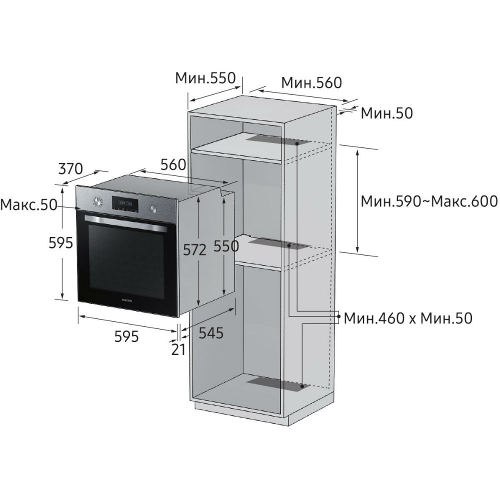 Зовнішній вигляд Духова шафа SAMSUNG NV70K2340RS/WT