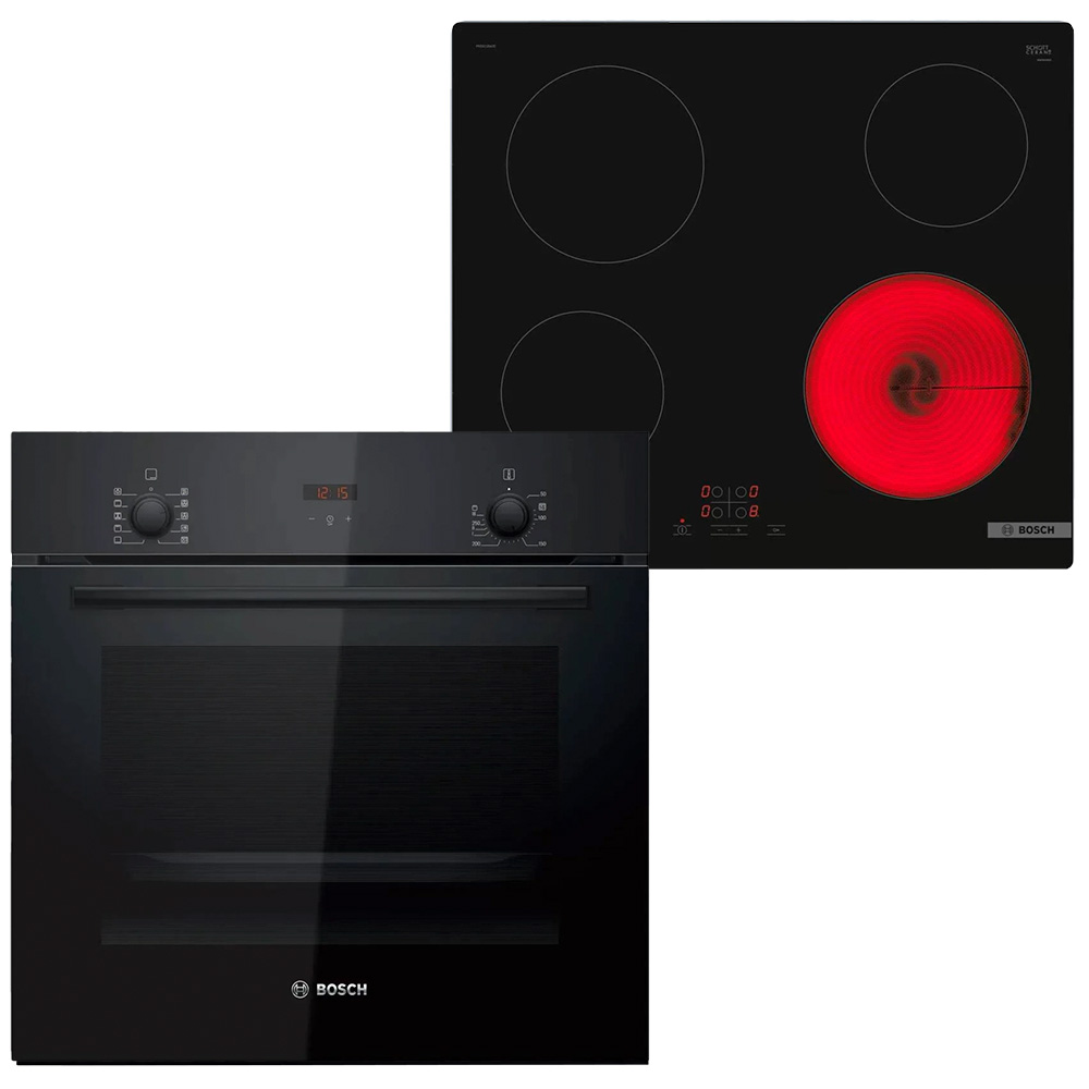 Комплект BOSCH духовой шкаф HBF512BB1T + стеклокерамическая поверхность PKE611BA2E Комплект BOSCH духовой шкаф HBF512BB1T + стеклокерамическая поверхность PKE611BA2E