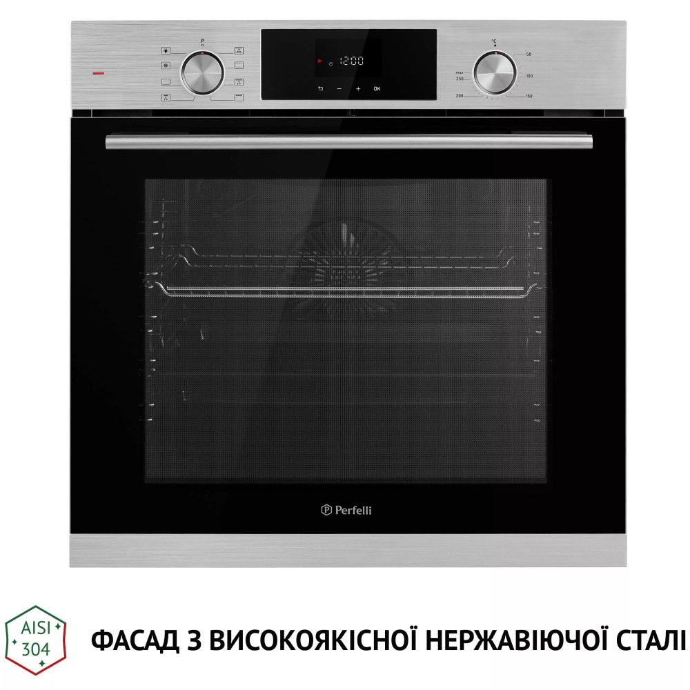 Встраиваемая духовка PERFELLI DIAMOND 6D8L INOX (0450043) Дополнительно тангенциальное охлаждение; мощность подключения: 2509 Вт