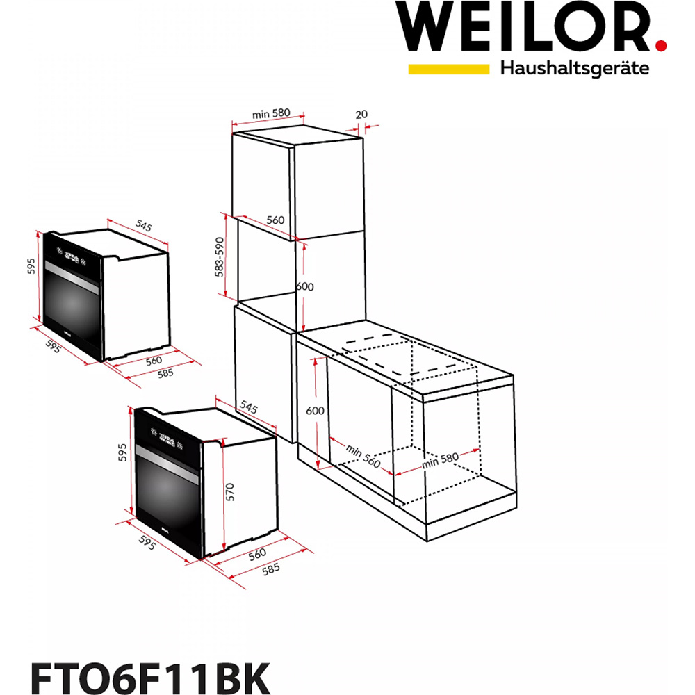 Фото 22 Духовой шкаф WEILOR FTO6F11BK