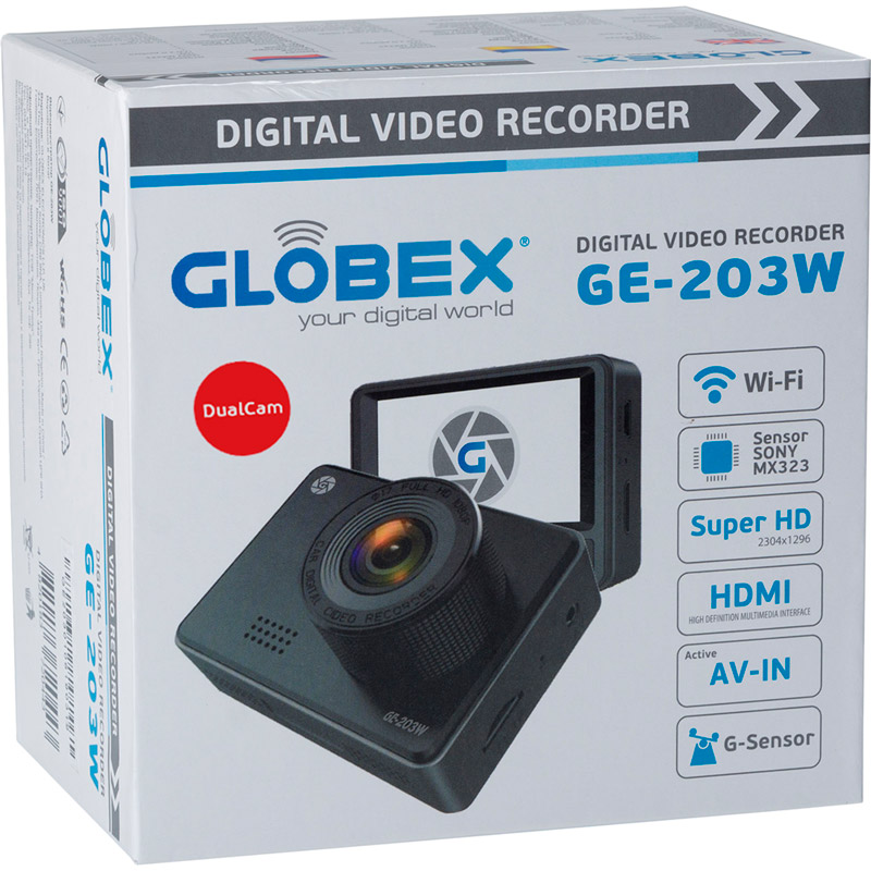 Изображение Видеорегистратор GLOBEX GE-203W Dual Cam