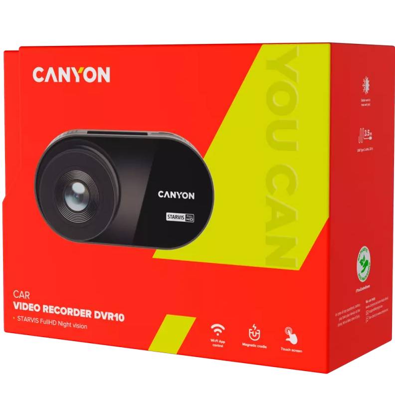 Изображение Видеорегистратор CANYON DVR10 FullHD Wi-Fi Black (CND-DVR10)