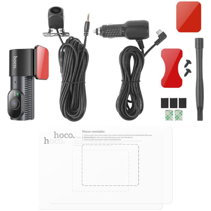 Відеореєстратор HOCO DV8 2K Black (6942007623384) Оптика F2.0