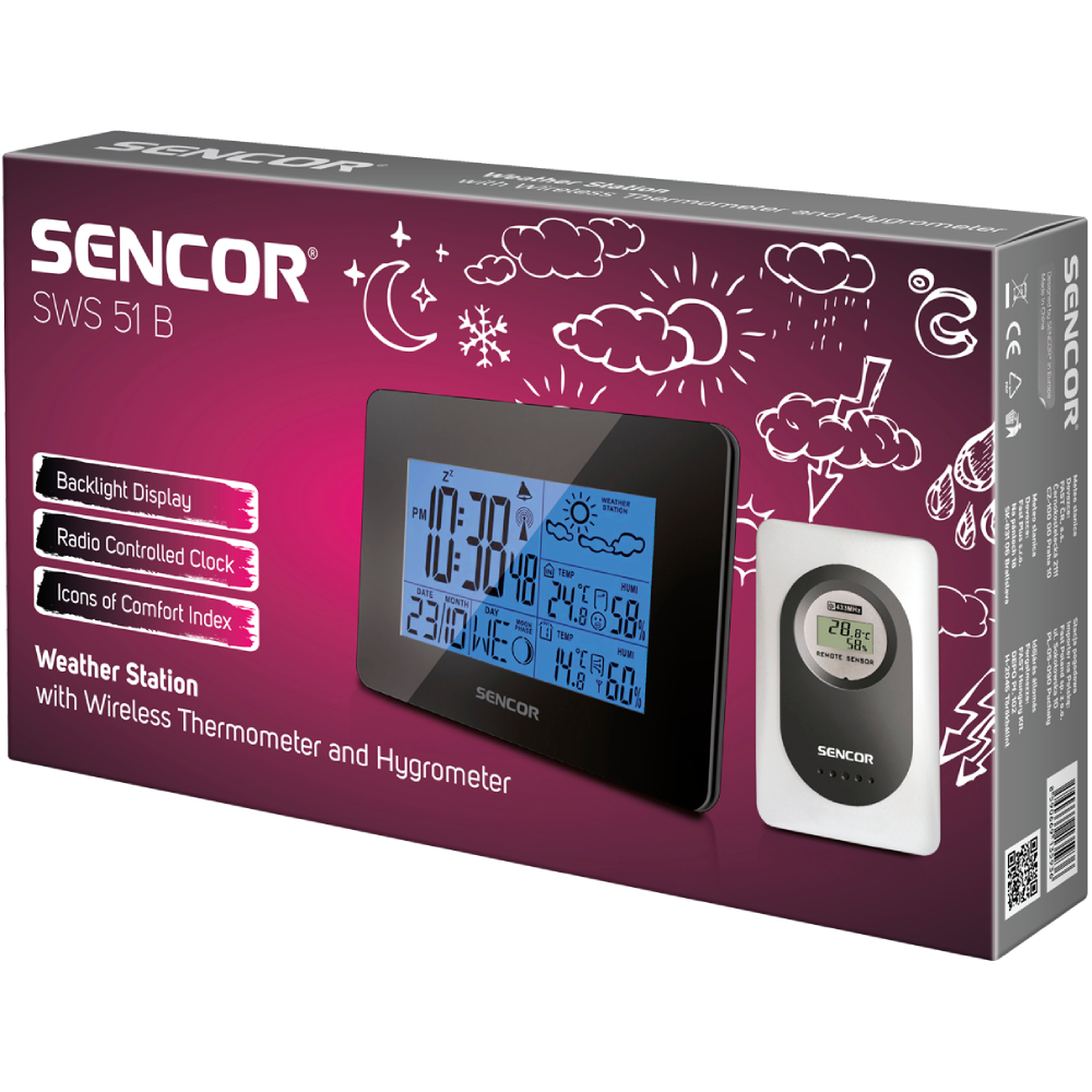 Метеостанция SENCOR SWS51B Black Метеостанция SENCOR SWS51B Black Тип электронный