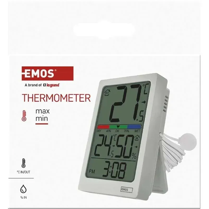 Обзор Термогигрометр EMOS с проводным датчиком EM (E0558P)