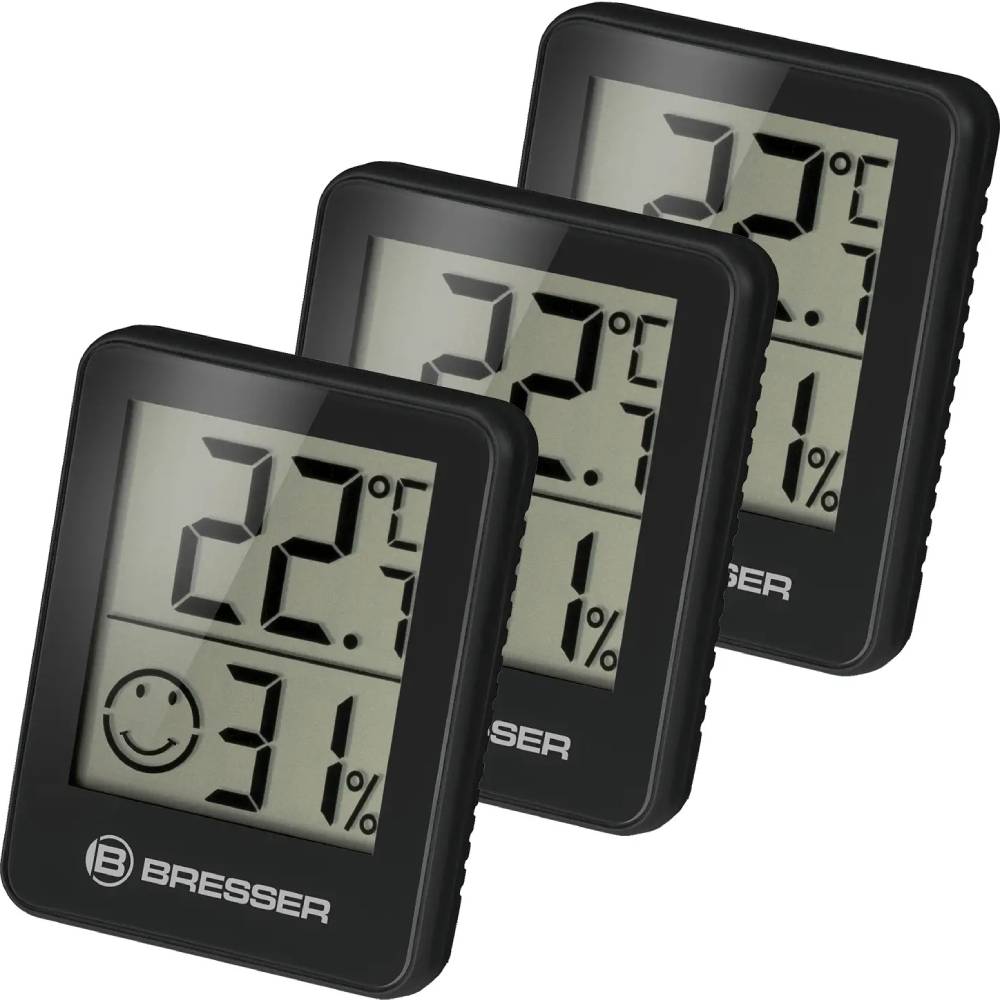 

Термогигрометр BRESSER Temeo Hygro Indicator 3 шт Black (7000010CM3000), Термометр-гігрометр Temeo Hygro