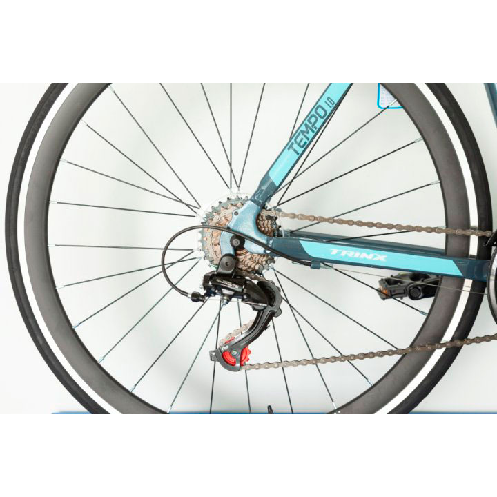 Велосипед TRINX Tempo 1.0 2021 700C 50 см Grey-Blue-White(Tempo1.0 (50)GBW) Рама алюмінієва гідроформована з внутрішньою проводкою