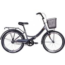 Велосипед FORMULA 24" SMART Vbr рама-15" 2021 багажник+корзина Grey/Black (OPS-FR-24-246)