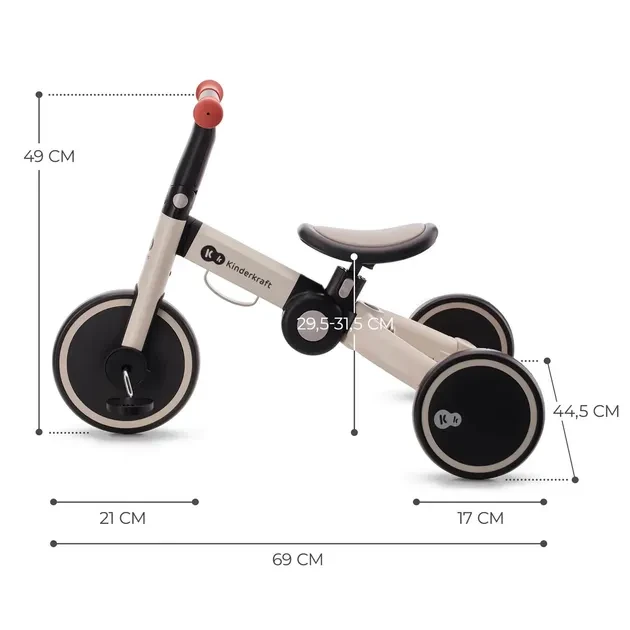 В интернет магазине Беговел KINDERKRAFT Трехколесный велосипед 3 в 1 4TRIKE Silver Grey (KR4TRI22GRY0000)