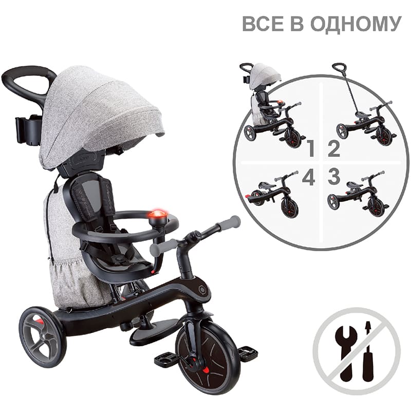 Покупка Дитячий велосипед GLOBBER EXPLORER TRIKE Deluxe Play 4 в 1 Black/Gray (636-120)