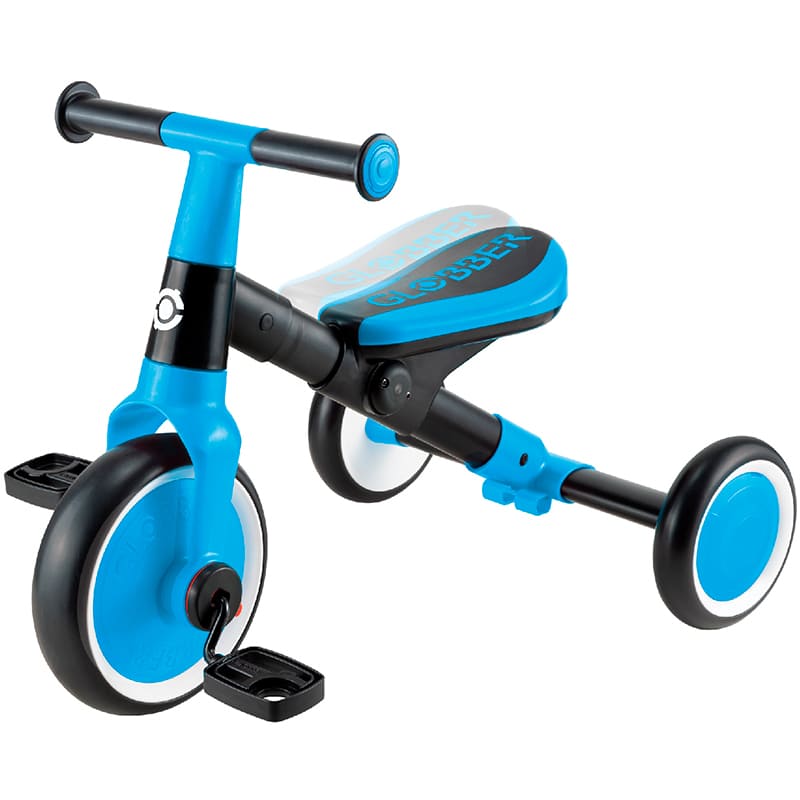 Дитячий велосипед GLOBBER LEARNING TRIKE 2 в 1 Blue (735-101) Сідло З можливістю регулювання за висотою від 25,4 до 26,7 см від землі; Антиковзна (TPE)