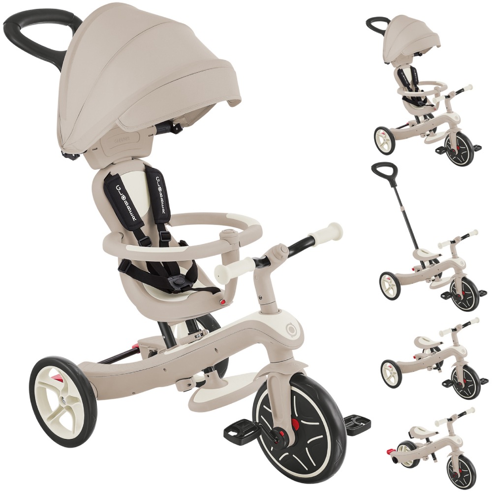 Детский велосипед GLOBBER EXPLORER TRIKE 4в1 ECOLOGIC Coconut (637-566) Седло 2-уровневое регулируемое: 31 и 34 см (от земли); с высокой спинкой: 32 и 35 см (от земли)