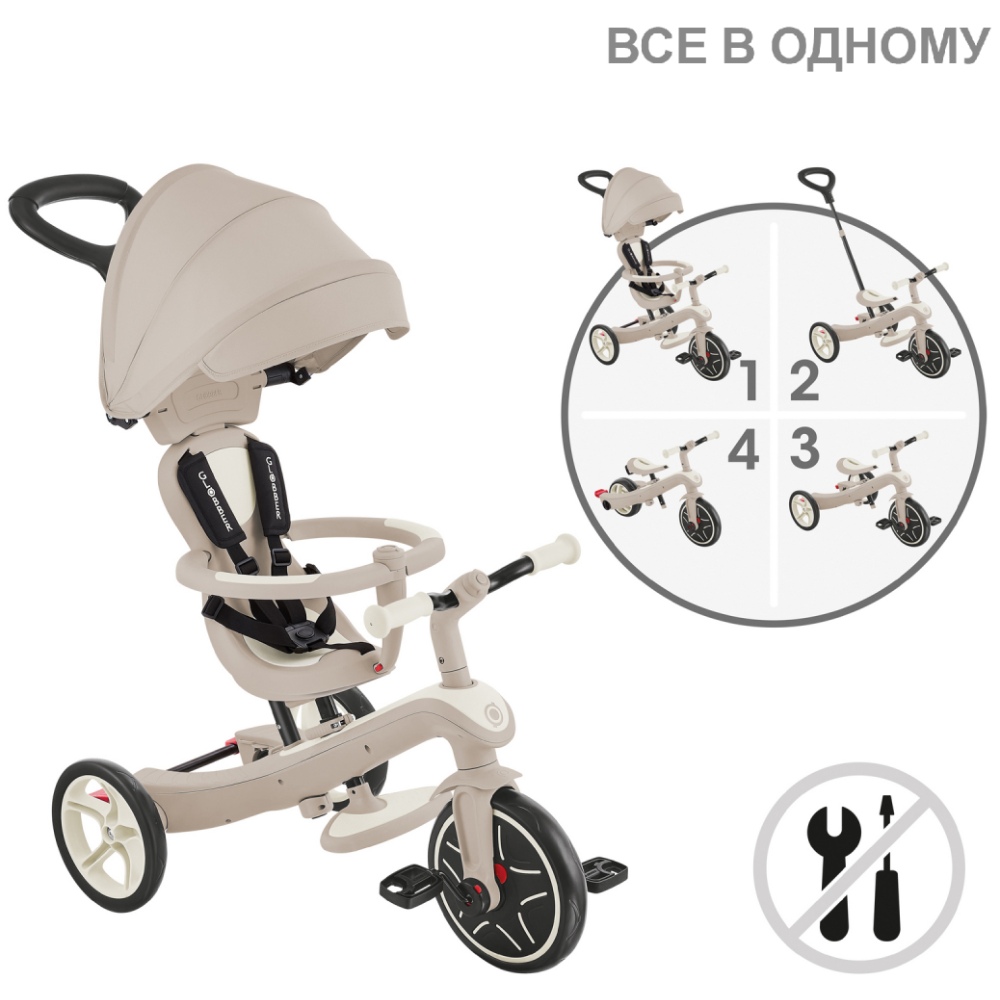 Детский велосипед GLOBBER EXPLORER TRIKE 4в1 ECOLOGIC Coconut (637-566) Покрышки EVA foam