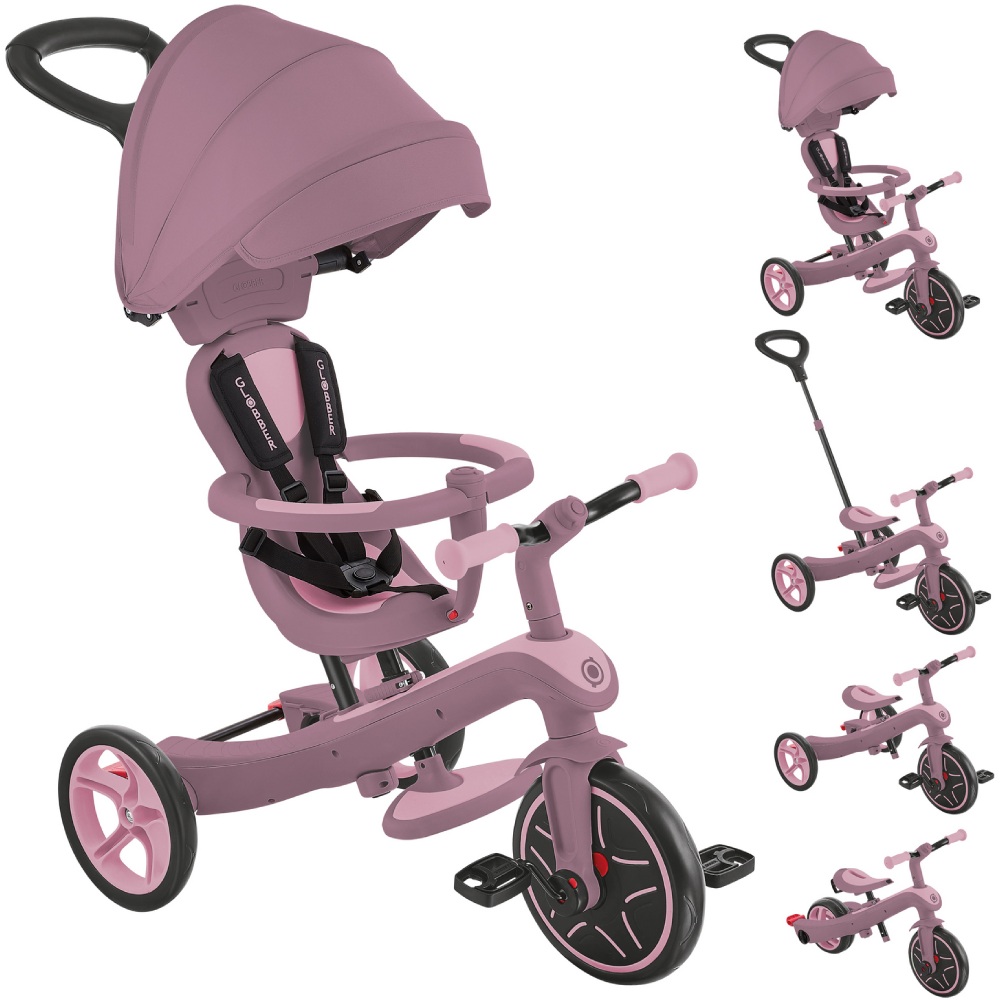 Детский велосипед GLOBBER EXPLORER TRIKE 4в1 ECOLOGIC Berry (637-510) Седло 2-уровневое регулируемое: 31 и 34 см (от земли); с высокой спинкой: 32 и 35 см (от земли)