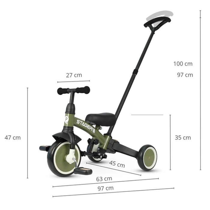 Фото Детский велосипед-беговел QPLAY Stager 3 в 1 з Dark Green (T80STAGERDarkGreen)