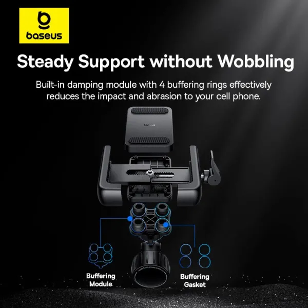 В Фокстрот Велосипедное крепление для телефона BASEUS GoTrip Series Bike Phone Mount Cluster Black (C40572301111-00)