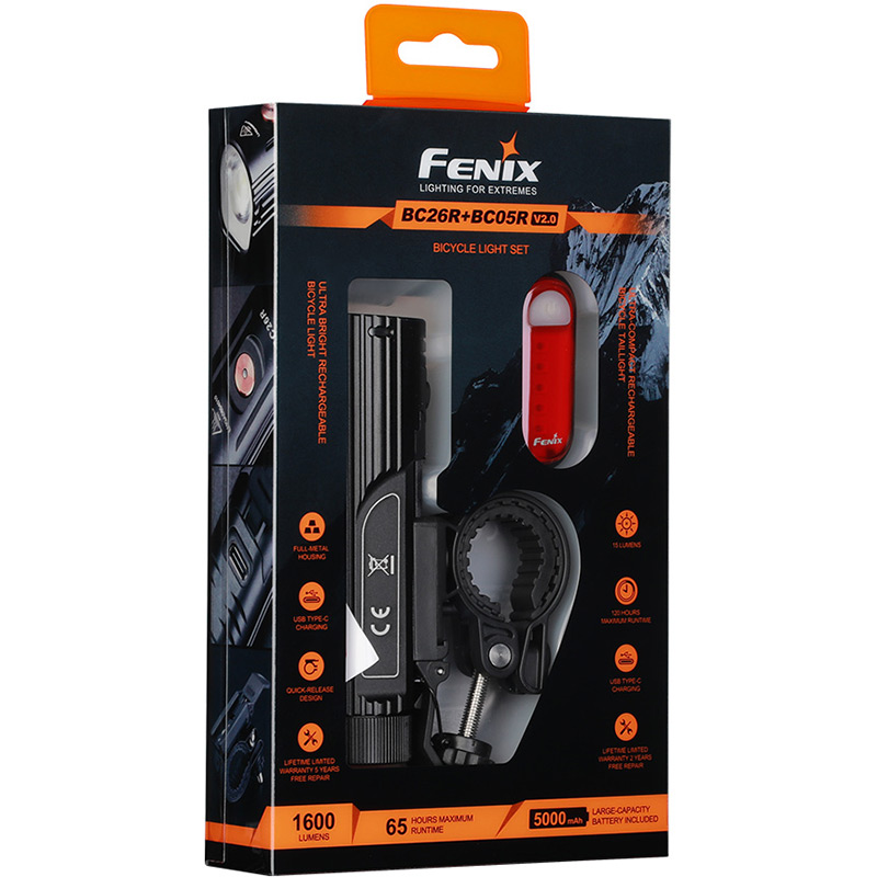 Велофара FENIX BC26R + BC05RV20 Питание аккумулятор 18650 5000 мАч