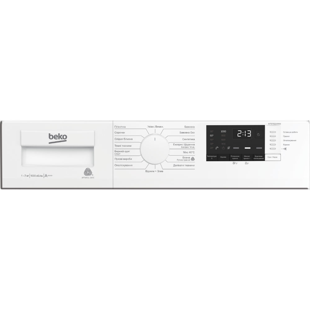 Стиральная машина BEKO WTE7522XWW Максимальная загрузка 7