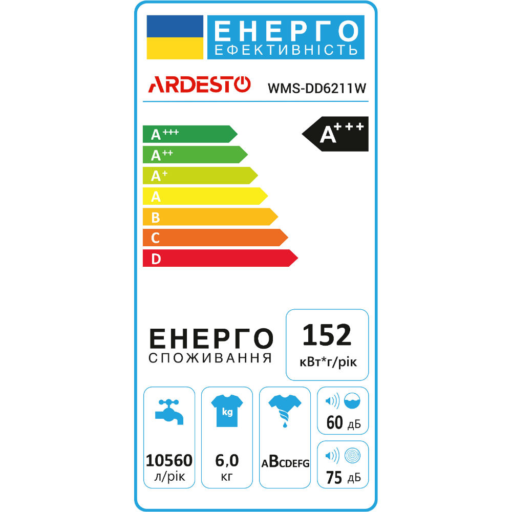 Зовнішній вигляд Пральна машина ARDESTO WMS-DD6211W