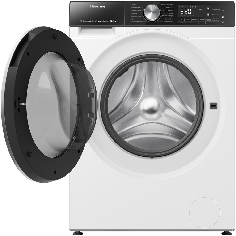 Комплект HISENSE Стиральная машина WF5S1045BW/UA + Сушильная машина DH5S102BW/UA Максимальная загрузка 10.5
