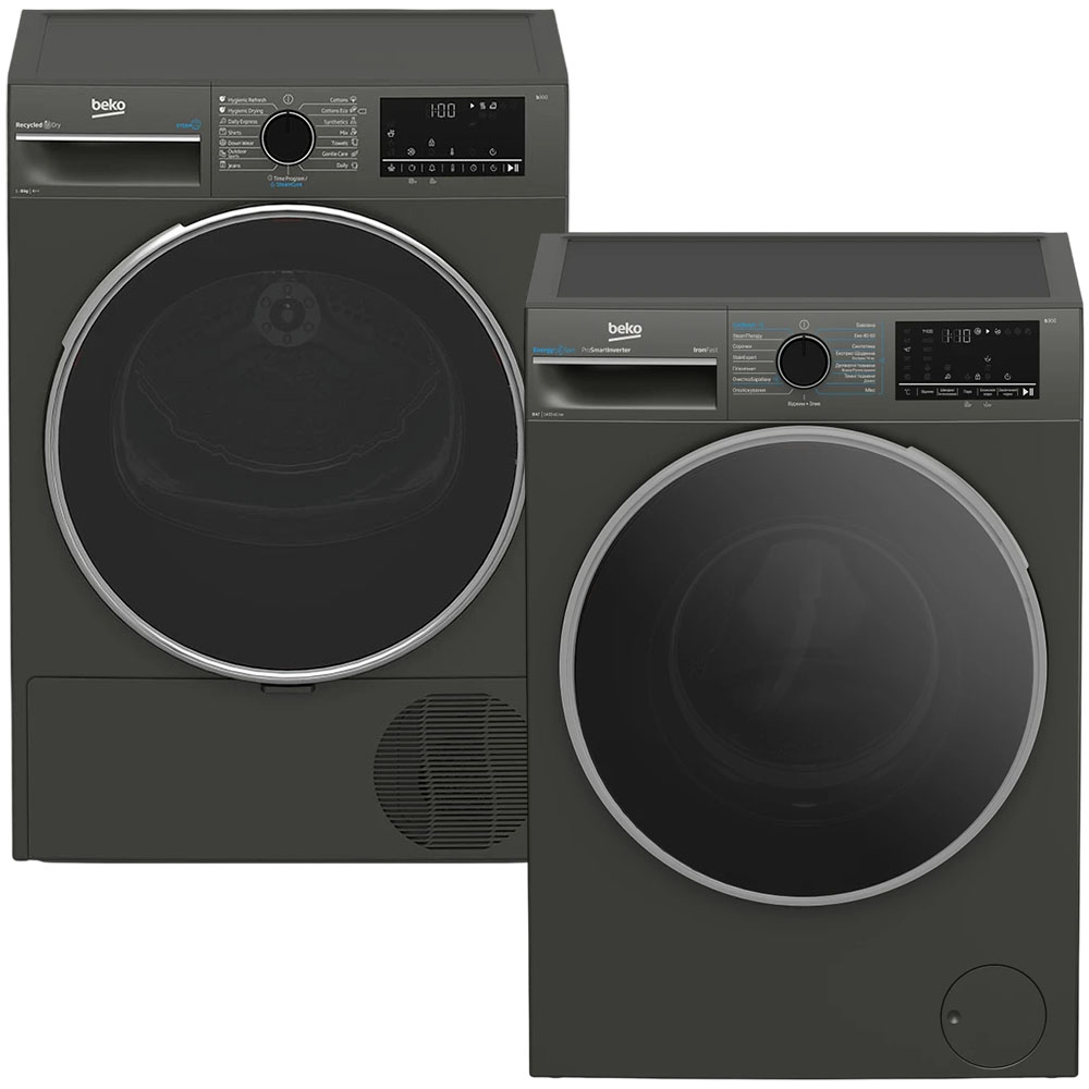 Комплект BEKO Стиральная машина B3WFU48415MGB2 + Сушильная машина B3T68239MG