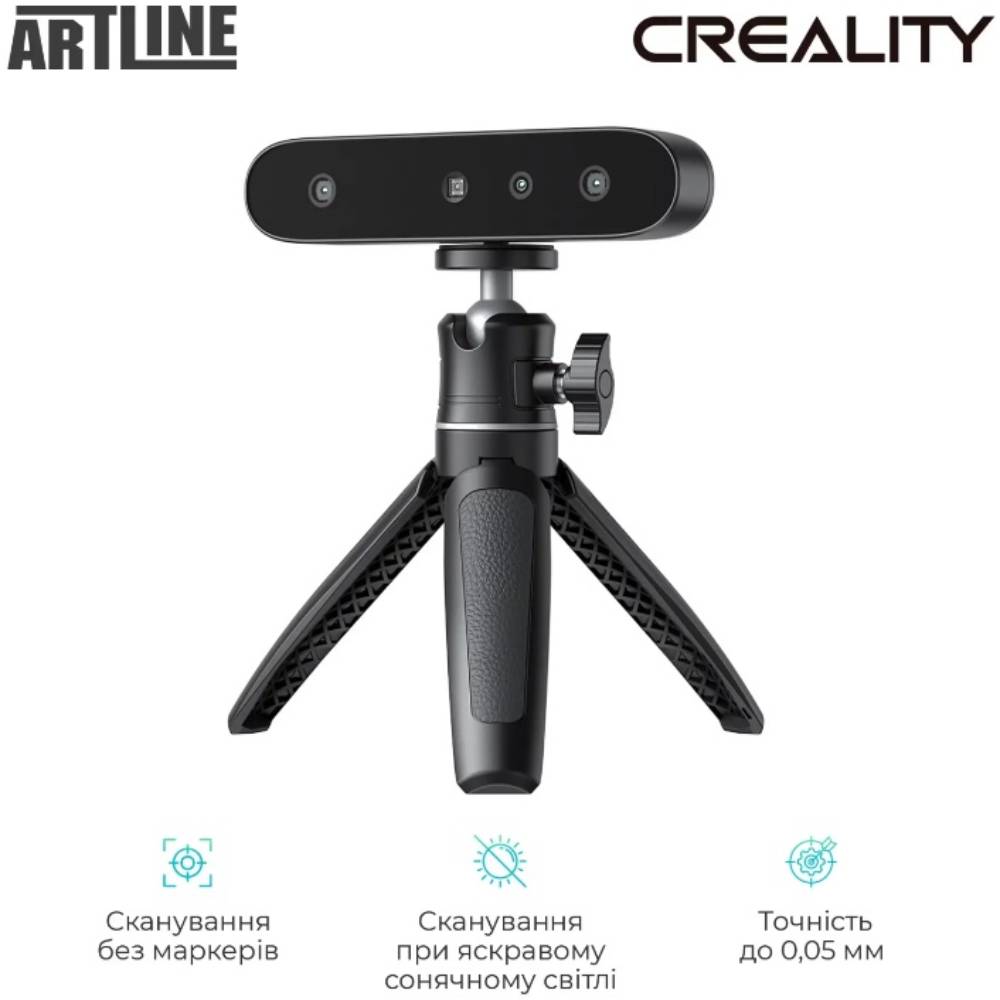 3D сканер CREALITY CR-Scan Ferret SE Black (4008050047) Додатково Точність 0.1 мм, Відстань до точки 0.16 мм, Зона одного захоплення 560х820 мм, Робоча відстань 150-700 мм, Швидкість сканування до 30 кадрів за секунду