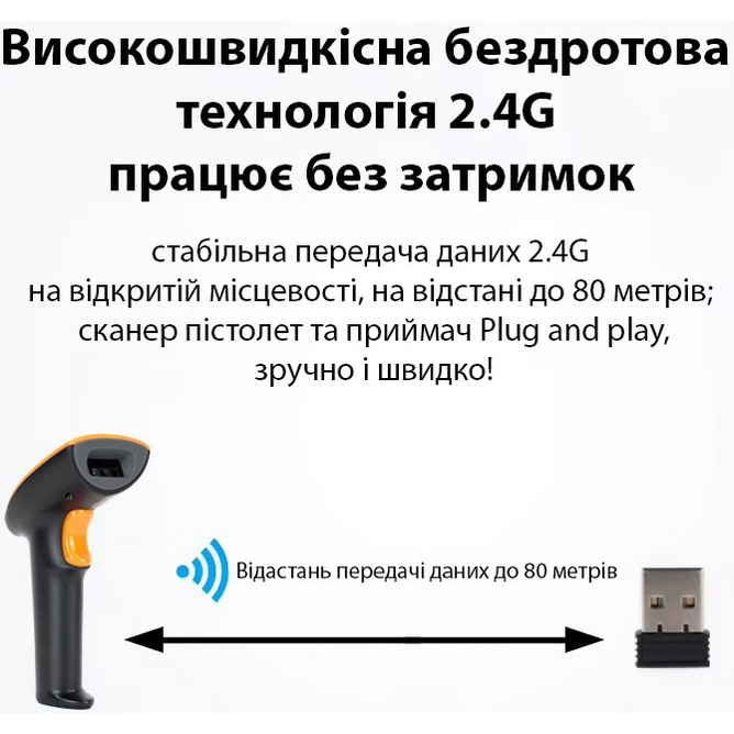 Внешний вид Сканер штрих-кодов ACTION 1D/2D/QR (YK-BWHS-25L)