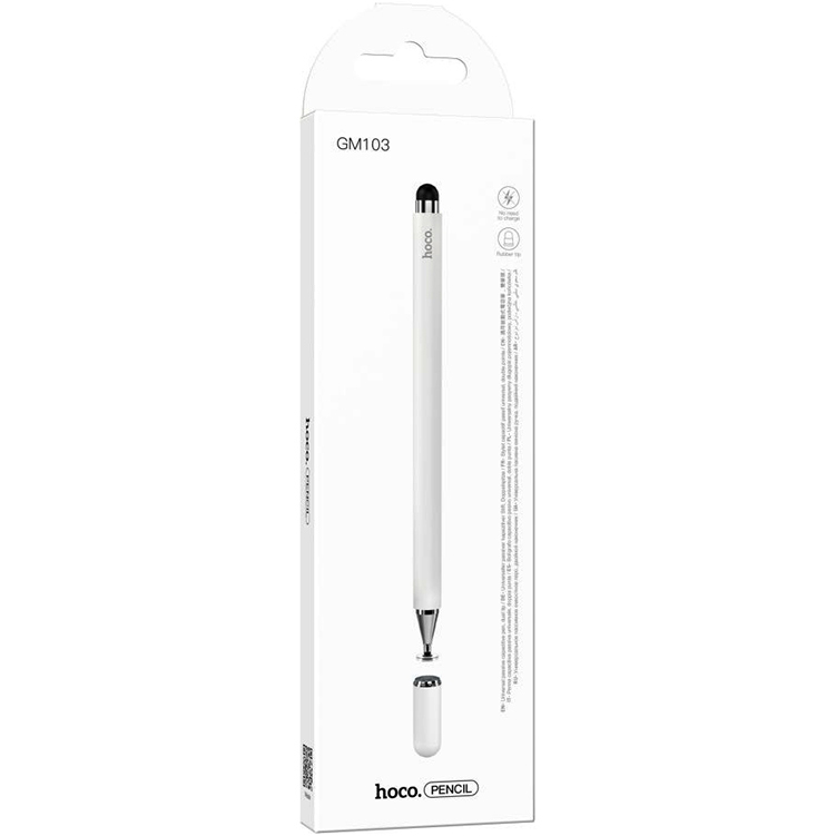 Стілус HOCO GM103 Universal Capacitive Pen White (6931474767127) Додатково універсальна сумісність з сенсорними екранами, працює без підключення;