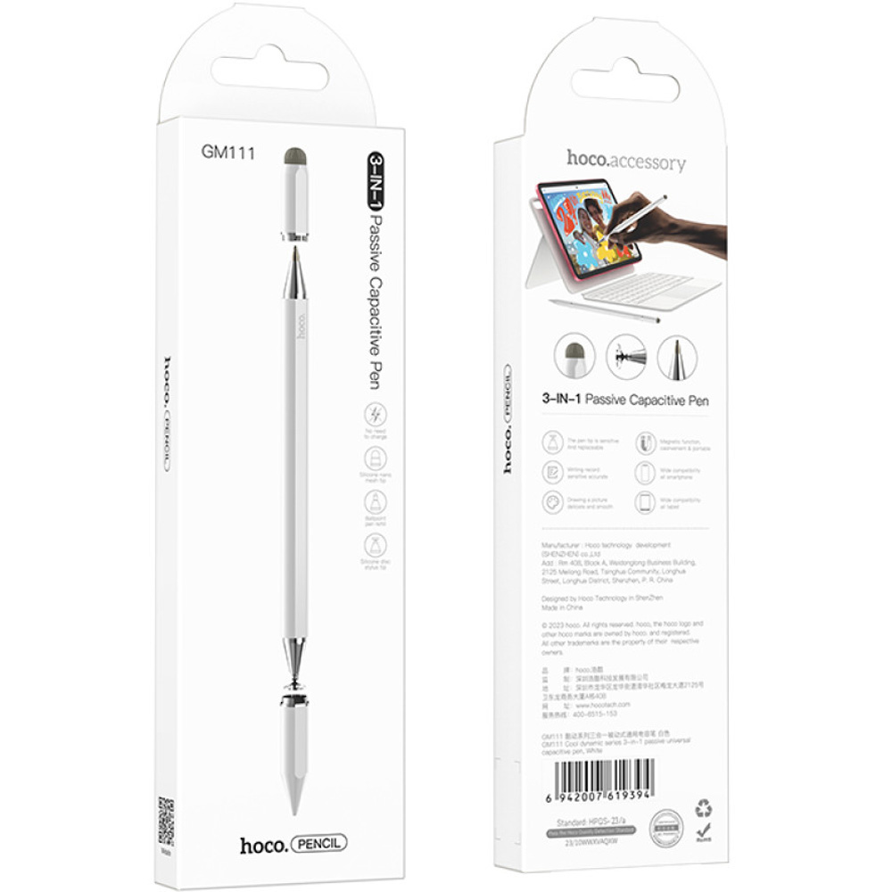 Фото 4 Стілус HOCO GM111 3-in-1 White (6942007619394)