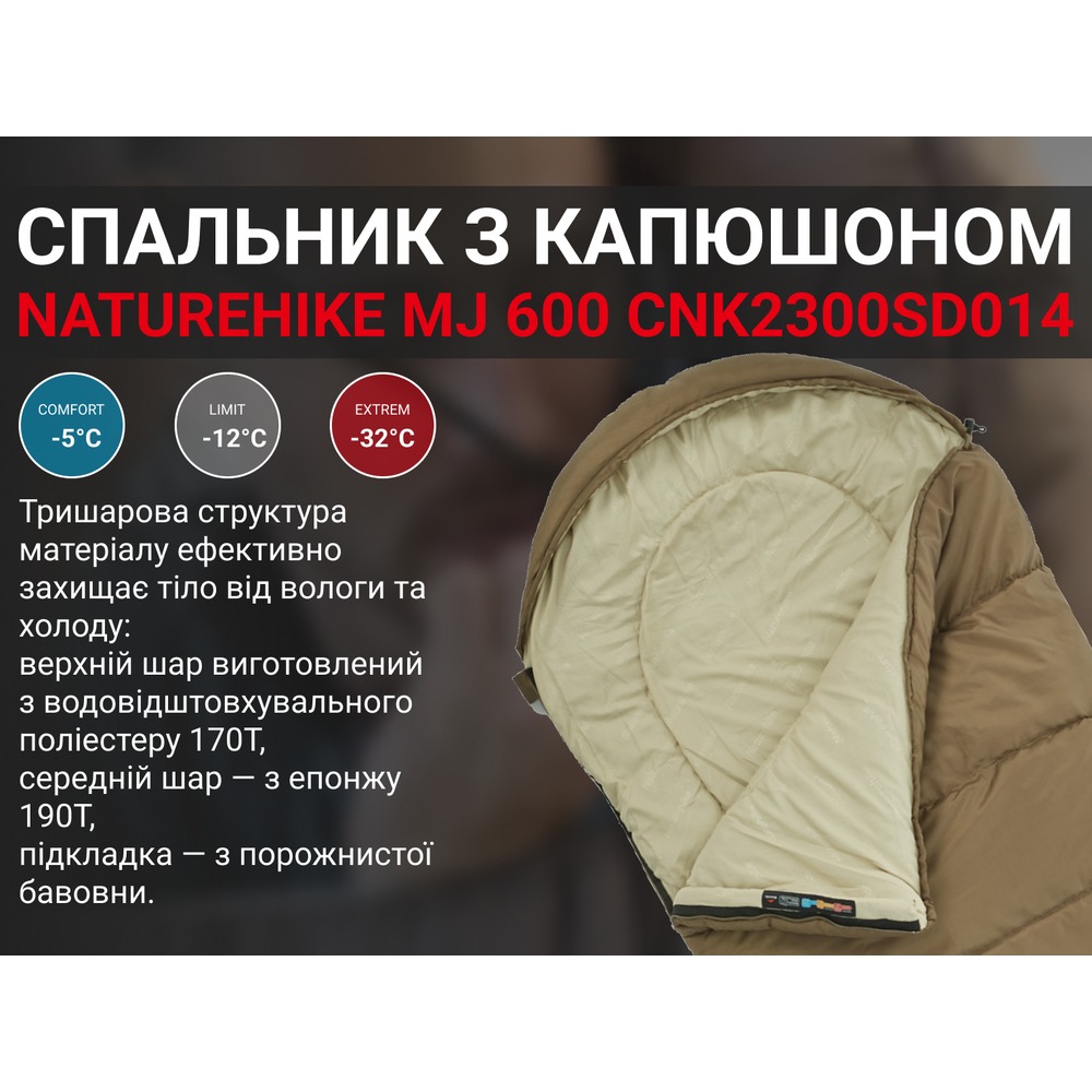 Покупка Спальник NATUREHIKE MJ600 CNK2300SD014 brown