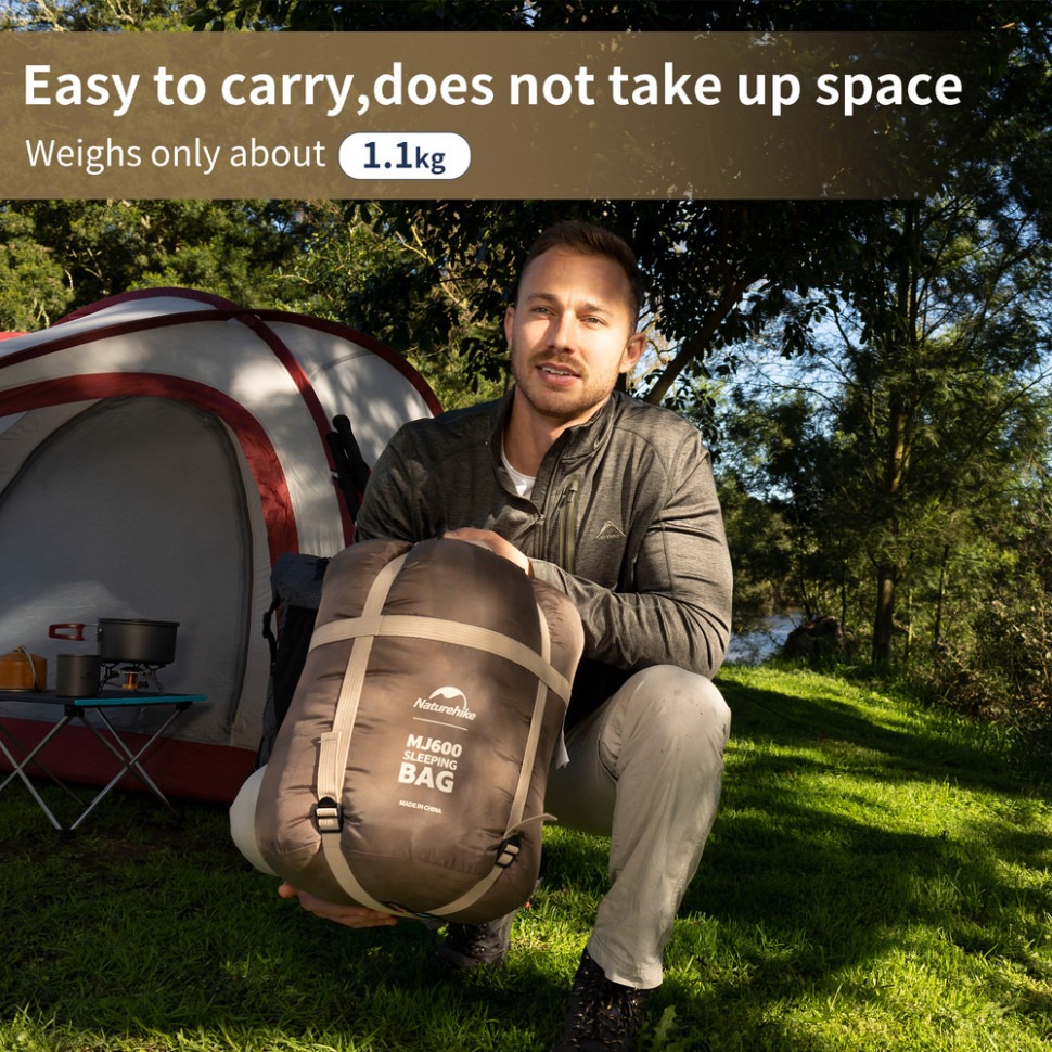 Спальник NATUREHIKE MJ600 CNK2300SD014 brown Тип кокон