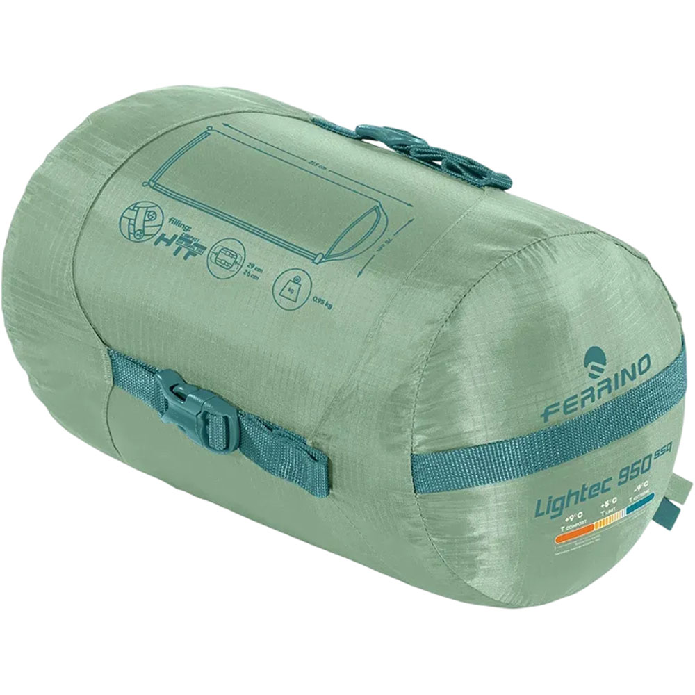 Спальный мешок FERRINO Lightec SSQ 950 +5°C Green Left (86652QVVS) Молния левая