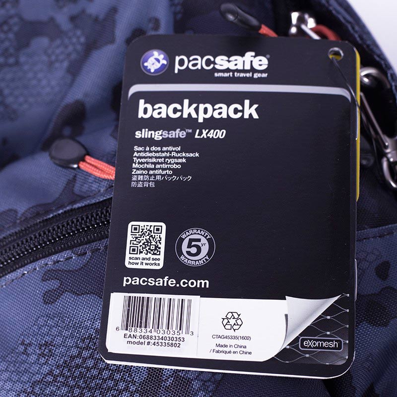 Рюкзак PACSAFE Slingsafe LX400 Grey Camo (45335802) Кількість відділень 2