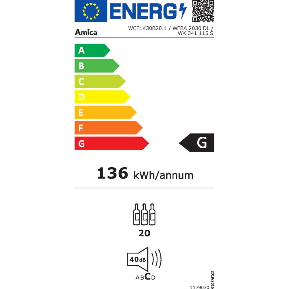 Зображення Винна шафа AMICA WCF1K30B20.1