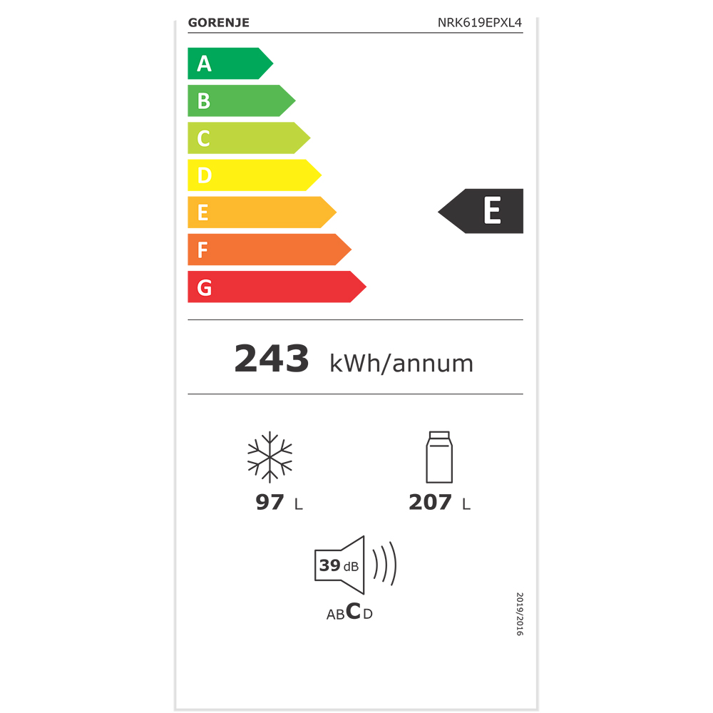 Холодильник GORENJE NRK619EPXL4 (HZF33682SCD) Морозильная камера нижнее расположение