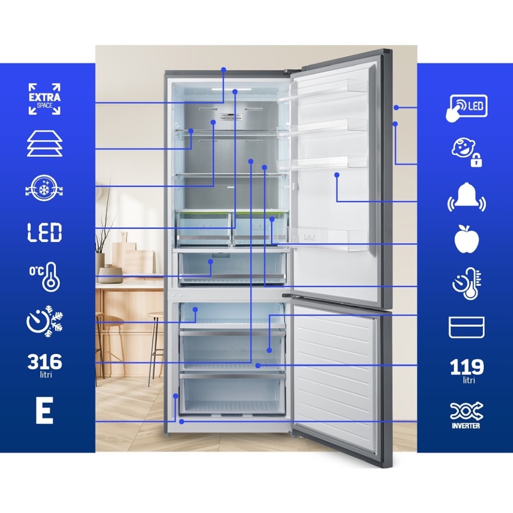 Холодильник HEINNER HCNF-M435INVHXE++ Система розморожування No Frost