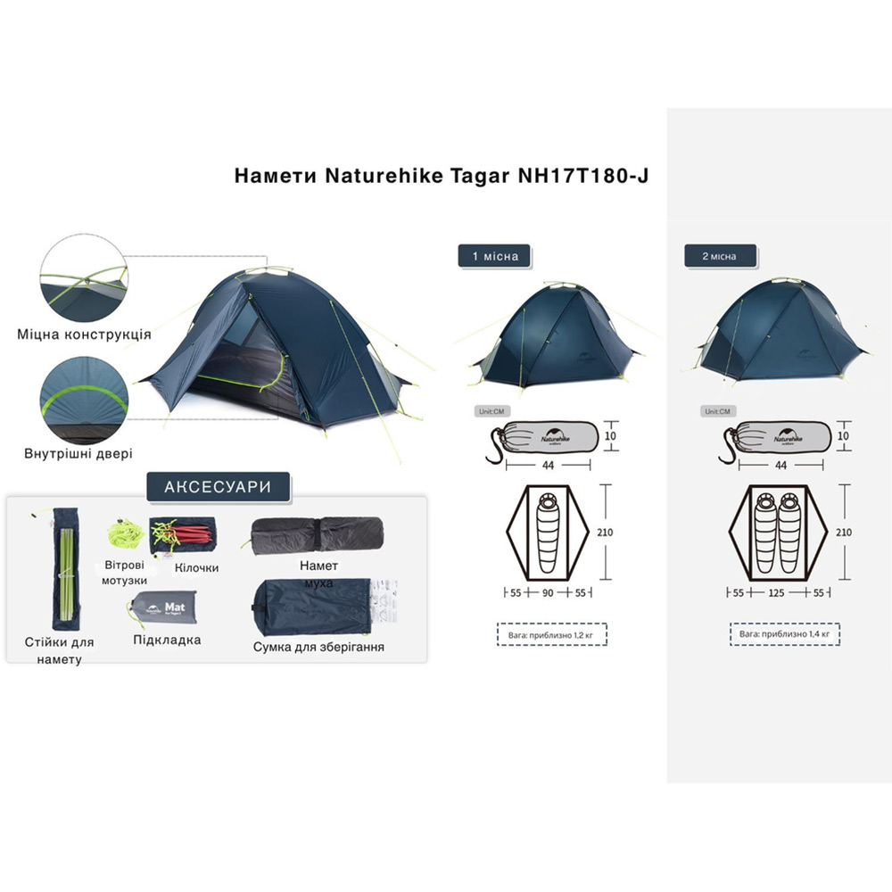 Замовити Намет NATUREHIKE Tagar Dark Green (NH17T180-J)