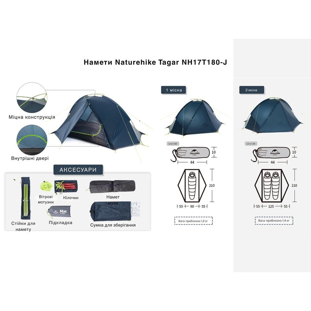 Намет NATUREHIKE Tagar (NH17T180-J) Призначення туристична
